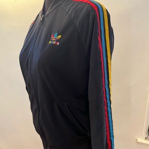 Adidas sweat jacket multi colored large